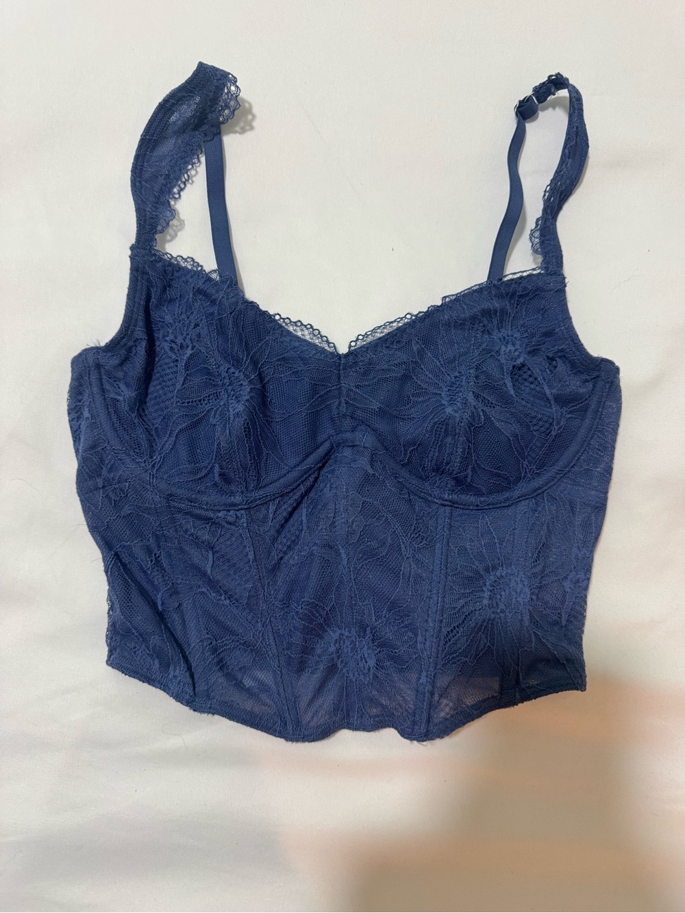 Gilly Hicks Lace Bustier Corset Top Blue Small NWT